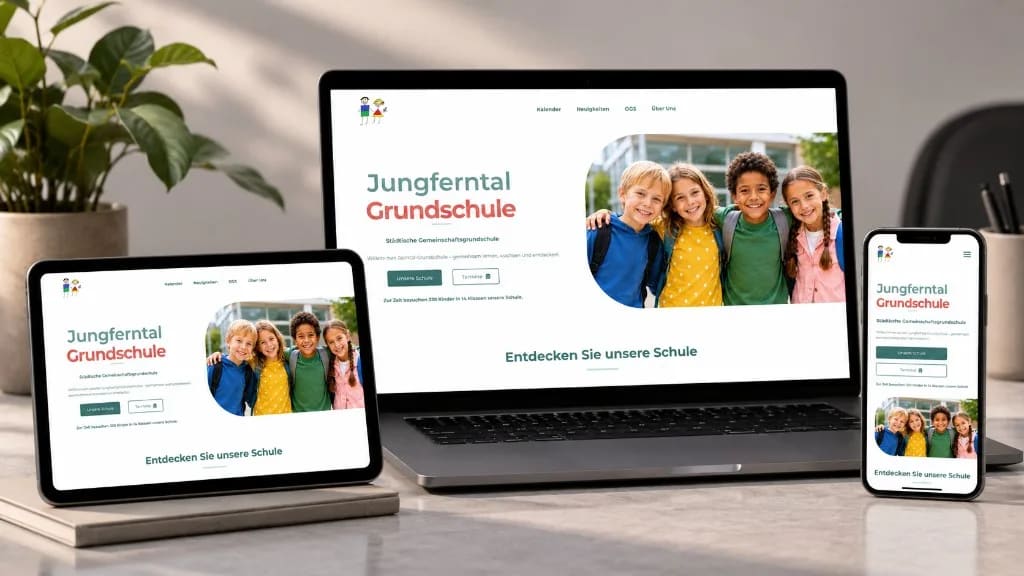 Jungferntal Grundschule – Website-Ausschnitt