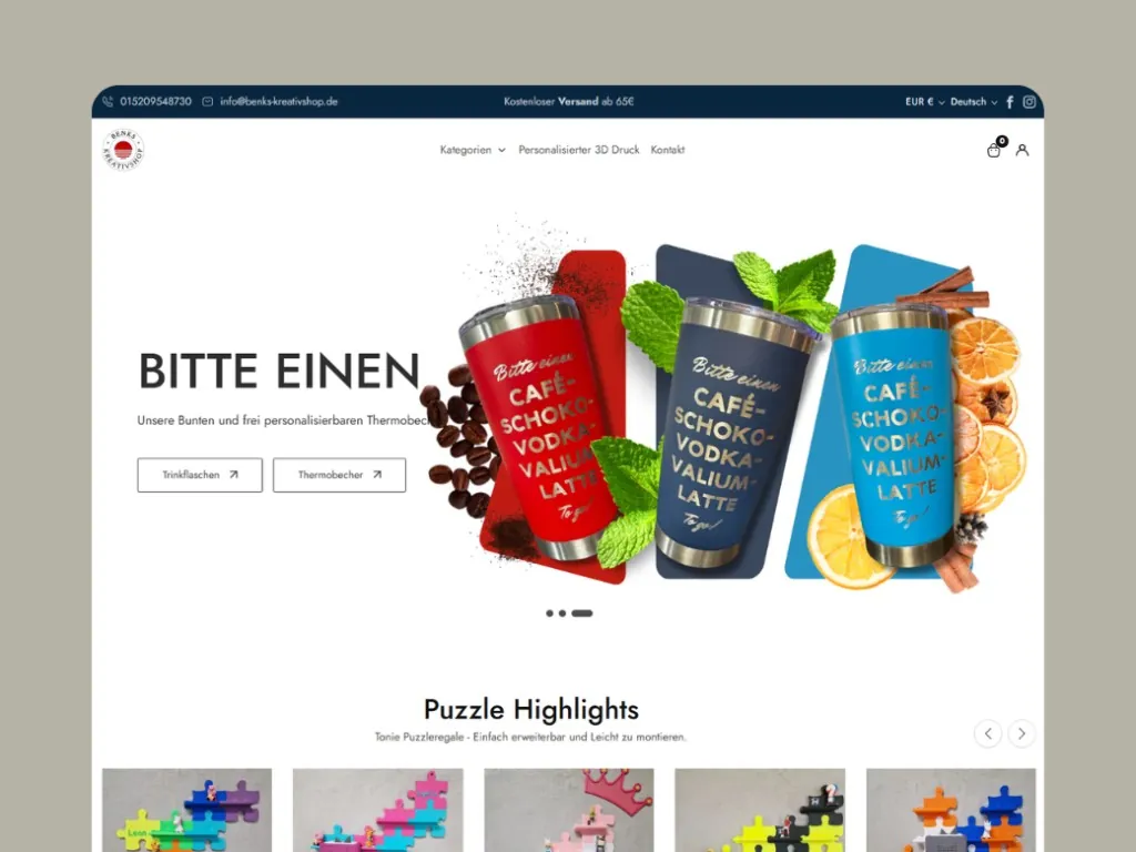 Benks Kreativshop – E-Commerce